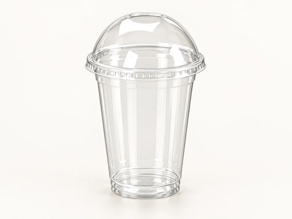 Clear cold-drink cup with dome lid