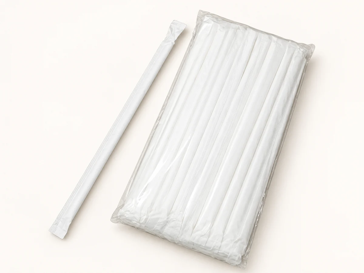Individually wrapped drinking straws